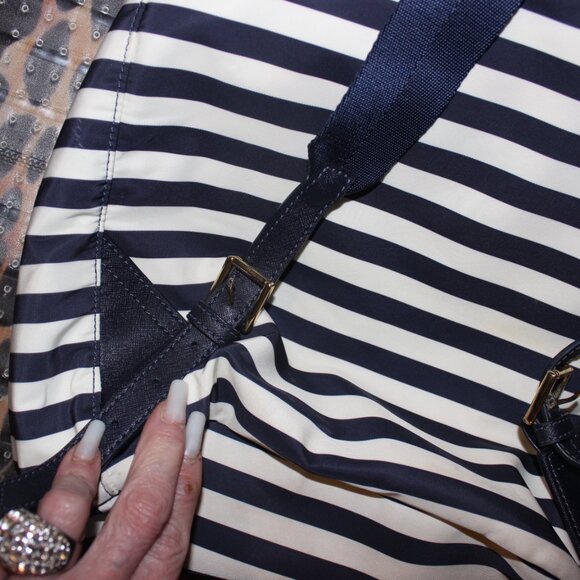 New $398 Large Tory Burch New Style Blue White Striped Backpack Bag main image 13